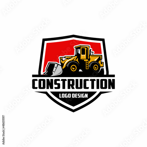 Excavator logo template. Heavy equipment logo vector for construction company