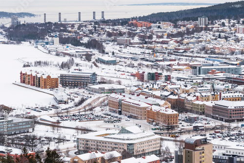 Sundsvall, Sweden A view over the frozen city on a winter day.  © Alexander