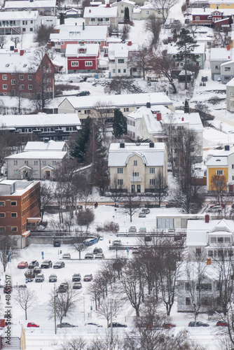Fototapeta Naklejka Na Ścianę i Meble -  Sundsvall, Sweden A view over the frozen city on a winter day. 