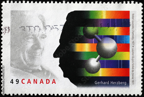Scientist Gerhard Herzberg on canadian postage stamp photo