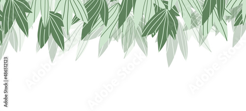 Floral web banner with drawn color exotic leaves. Nature concept design. Modern floral compositions with summer branches. Vector illustration on the theme of ecology, natura, environment