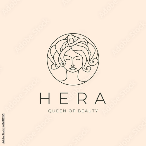 beauty face line art logo vector symbol illustration design, woman face minimal logo design