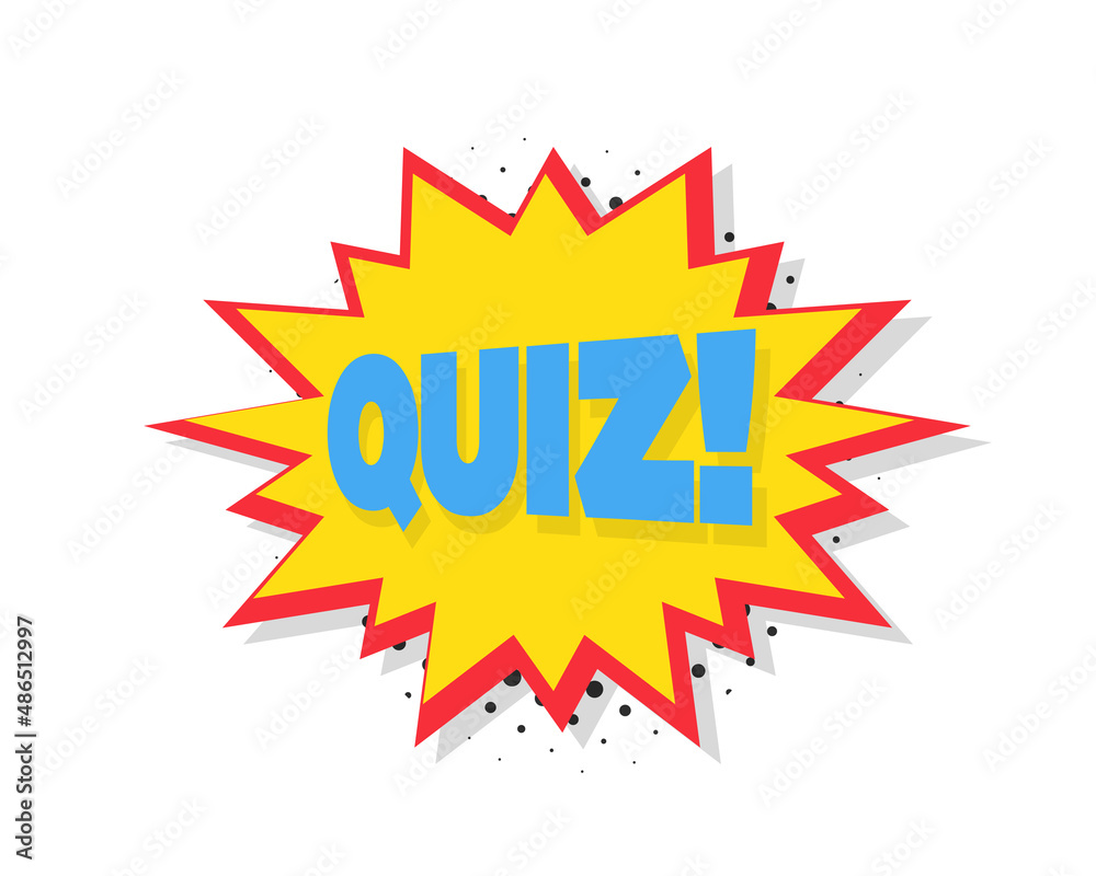 Quiz banner in pop art style. Question comic speech bubble template. Competition game retro