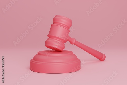 3D illustration Pink Gavel Judge Law Concept