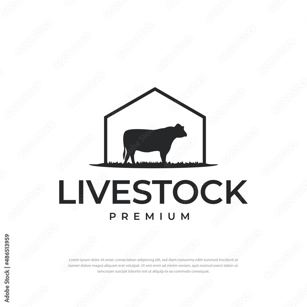Obraz premium Angus Cow Beef Emblem Label Vector Home cattle logo design