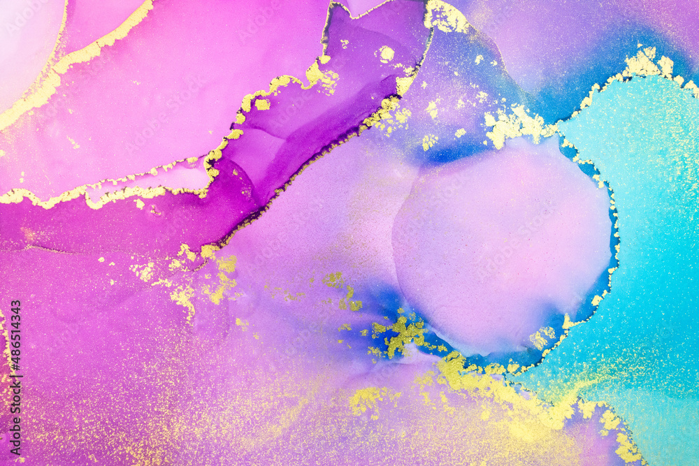Abstract fluid art painting background in alcohol ink technique ...