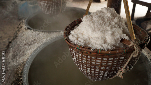 Natural rock salt production at Bo Kluea in Nan province, Thailand. photo