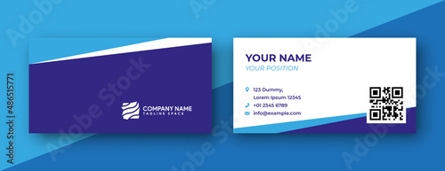 Blue business card design template. clean and modern design style . vector illustration