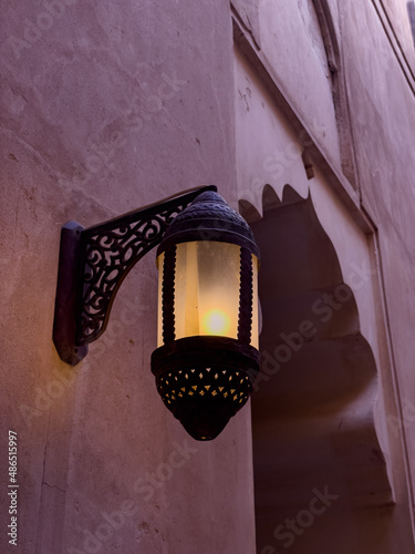 lamp on the wall in jabreen castle  photo