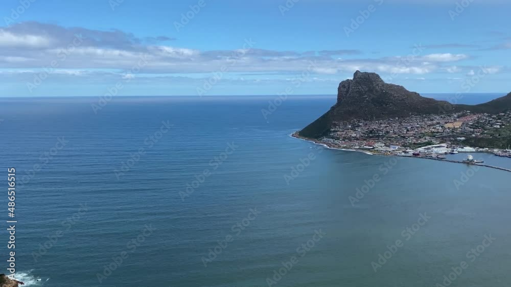 View over Hout Bay and out to sea from high up View over Hout Bay and out to sea from high up