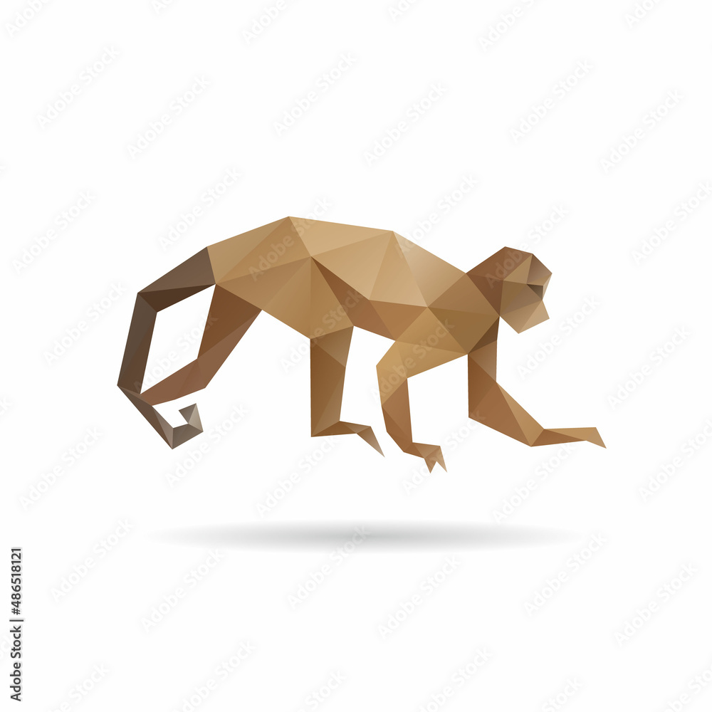 Obraz premium Monkey triangle shape abstract isolated on a white background, vector illustration