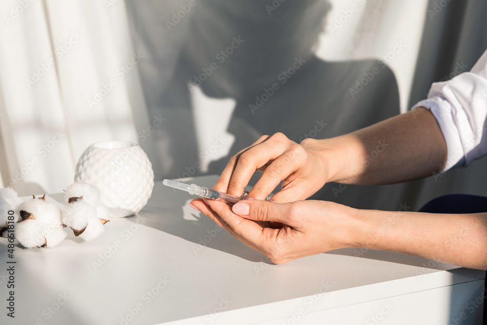 Cosmetic Botox Injection Beautician Prepares To Put Botox Injection In