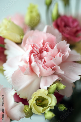 Bouquet with pink carnations and eustoma © Olga Tkacheva