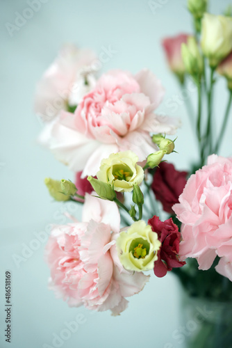 Bouquet with pink carnations and eustoma © Olga Tkacheva
