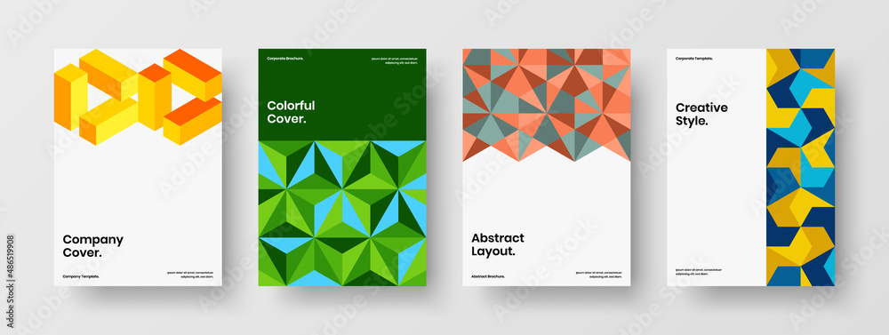 Fototapeta premium Isolated mosaic pattern company identity concept collection. Original corporate cover design vector layout composition.