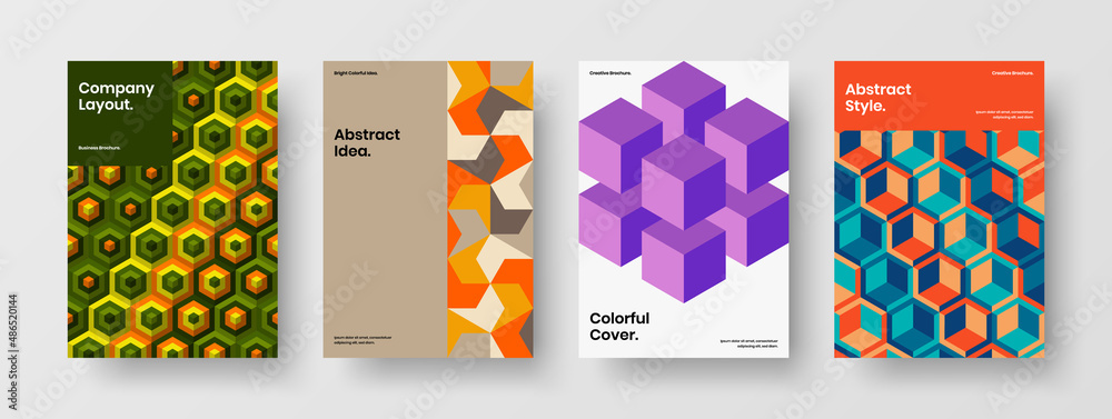 Fototapeta premium Premium geometric pattern leaflet concept collection. Fresh corporate cover A4 vector design illustration composition.