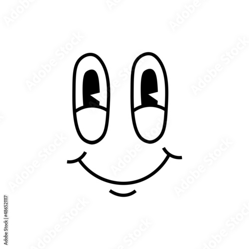 Retro cartoon  emotions. Eyes and mouths elements. smile