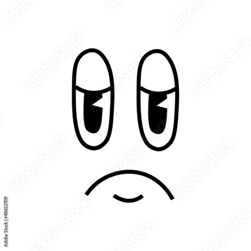 Retro cartoon  emotions. Eyes and mouths elements. sadness
