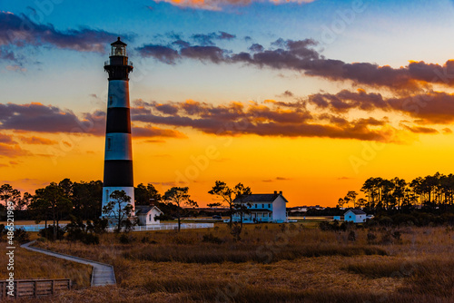Bodi Island Lighthouse at sunset.