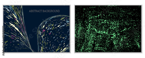 Multicolored paint splashes, smears, dust particles and debris are carried by the wind. A set of two templates. Design template for the design of banners, posters, booklets, covers, magazines. EPS 10