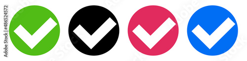 A set of checkmark icons. Correctness and approval. Vectors.