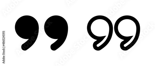 Icon set of double quotation marks. Quotation mark icons. Vectors.