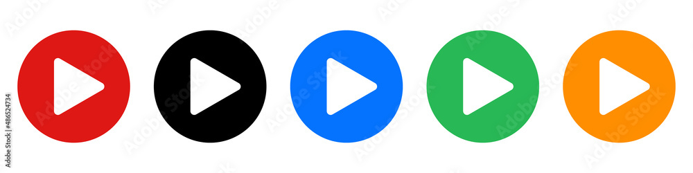 Play button icon set. Video and music playback. Editable vectors. Play button icon set. Video and music playback. Editable vectors.