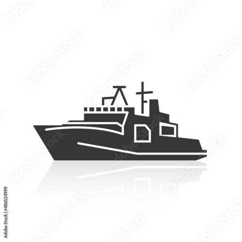 Solid icons for Boat and shadow, vector illustrations