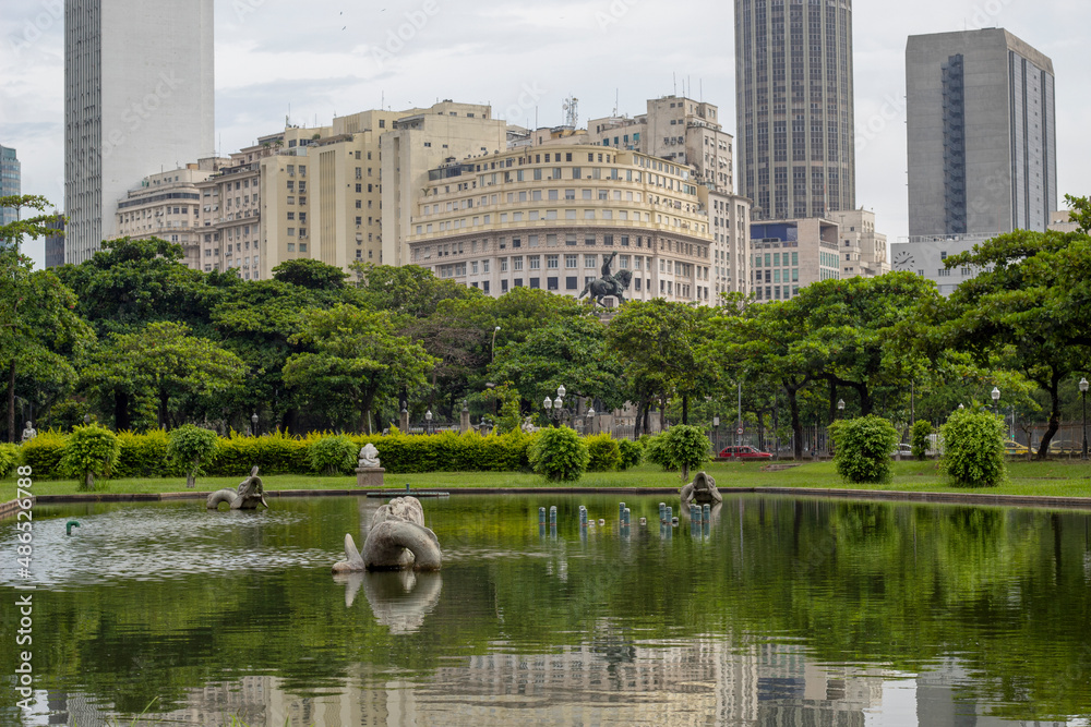 Naklejka premium Rio de Janeiro Downtown view - praça paris, Rio de Janeiro 02-11-2022