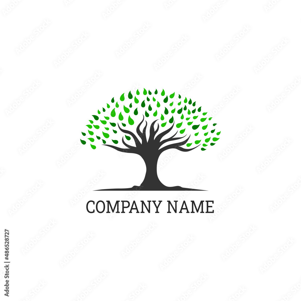 tree logo with leaves vector design
