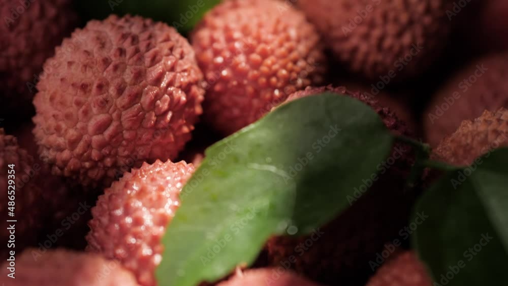Lychee fruit. Camera slowly pans up to show beautiful juicy lychee fruit. Macro shot Lychee fruit. Camera slowly pans up to show beautiful juicy lychee fruit. Macro shot