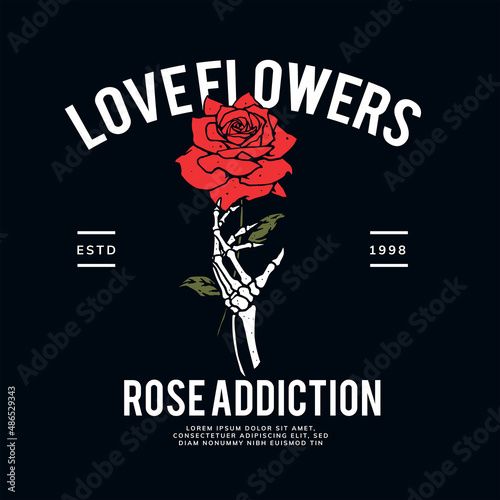 red rose artwork with street wear style