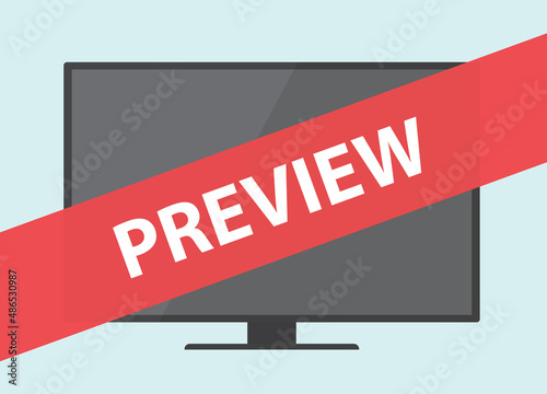 preview banner over tv icon- vector illustration