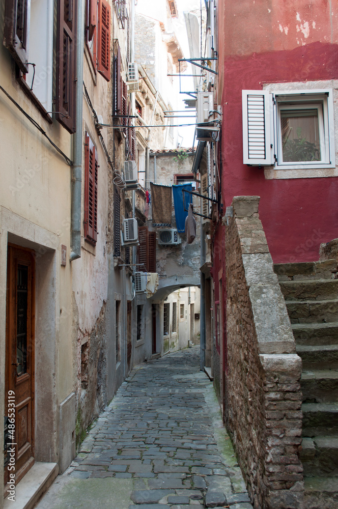 Old Red House in Piran City Center, Slovenia