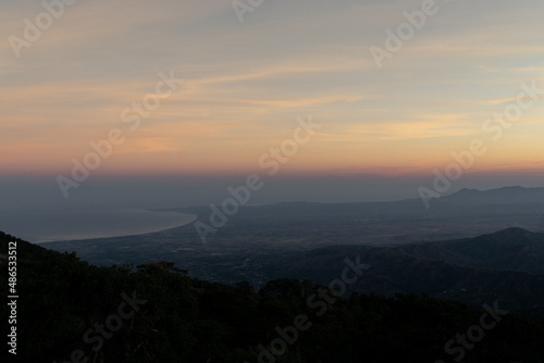 Sunrise panorama from Mount Olympos in Cyprus