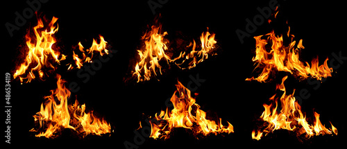 a bonfire of thermal energy on a black background 6 images of different types of electricity
