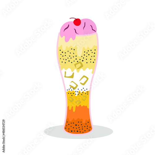 Hand drawn mango Falooda sweet drink, traditional cuisine. 