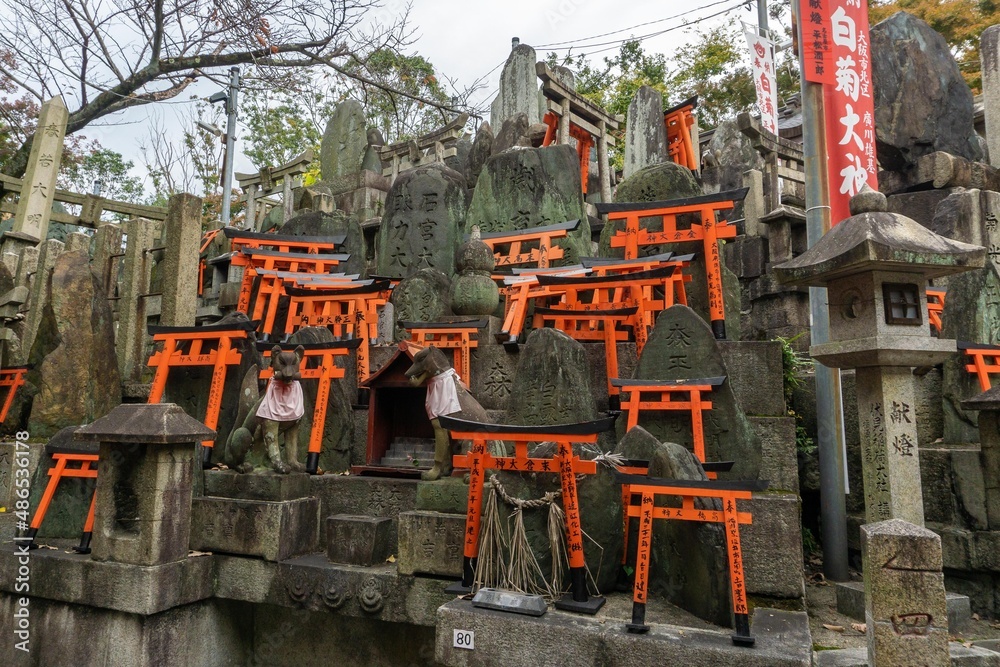 Vermillion Tori Gates at Fushimi Inari Shrine in Kyoto, Japan Vermillion Tori Gates at Fushimi Inari Shrine in Kyoto, Japan