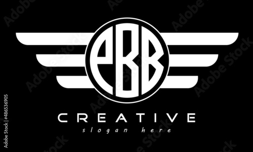 PBB three letter monogram type circle letter logo with wings vector template. photo