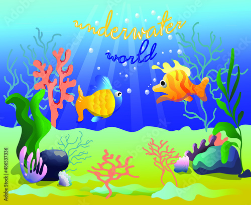 underwater world with fishes