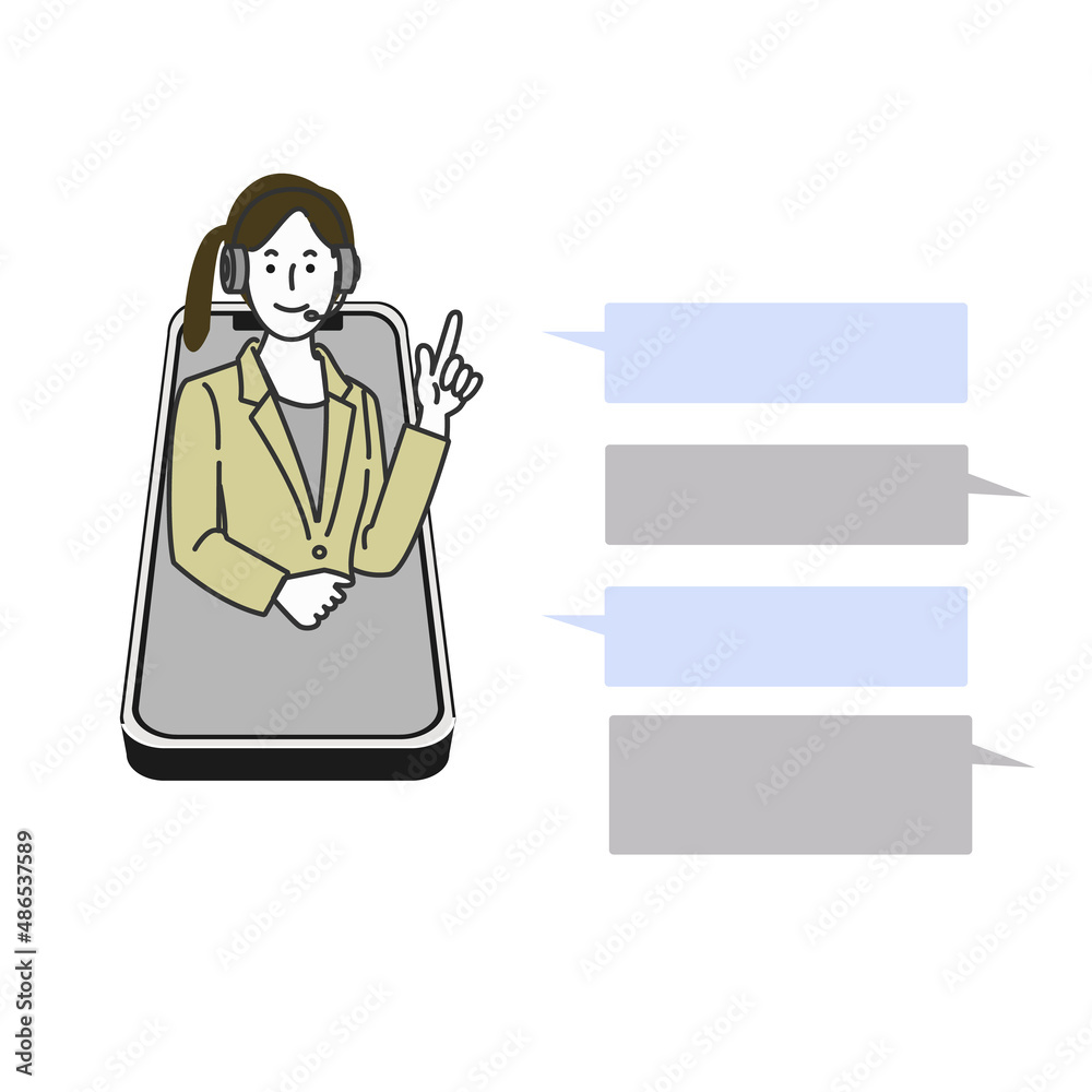 インカムマイクをつけたテレフォンオペレーターの上半身のイラスト表情ざセット インカムマイクをつけたテレフォンオペレーターの上半身のイラスト表情ざセット