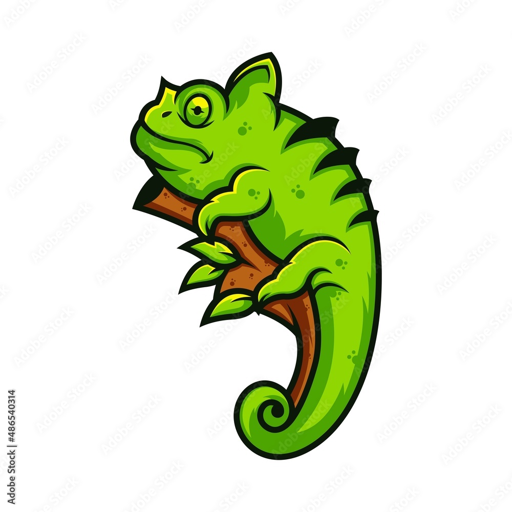Obraz premium Cute chameleon vector design isolated on white background