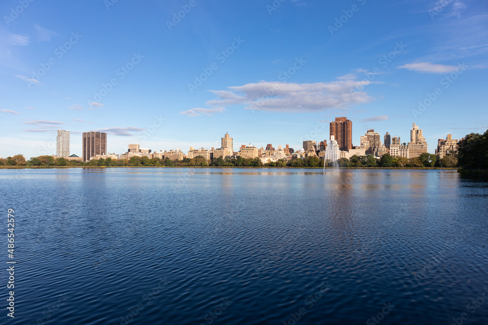 Central Park Reservoir and the Upper East Side Skyline in New York City