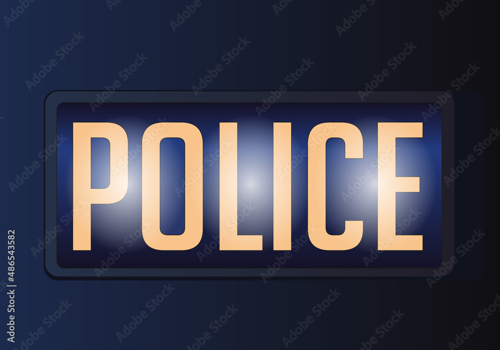 Naklejka premium Concept du maintien de l’ordre avec pour symbole une enseigne lumineuse où est écrit le mot police.