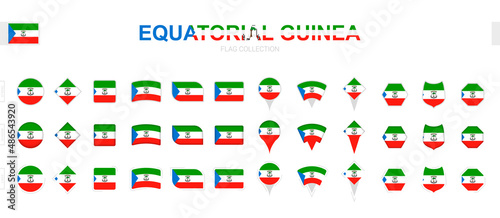 Large collection of Equatorial Guinea flags of various shapes and effects.