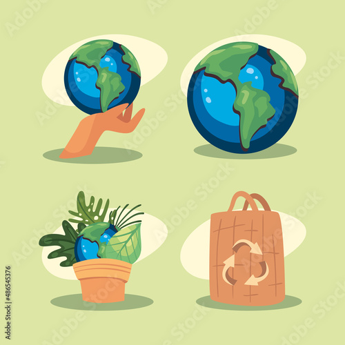 four save the planet icons