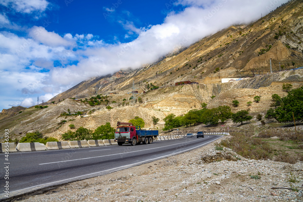 Fototapeta premium On the mountain road, Russia. Republic of Dagestan