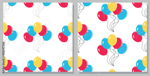 Balloons. Festive seamless pattern for birthday, celebration. Vector image. Kit