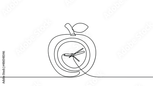 Apple Watch with Clock Minimalist Illustration in continuous line drawing