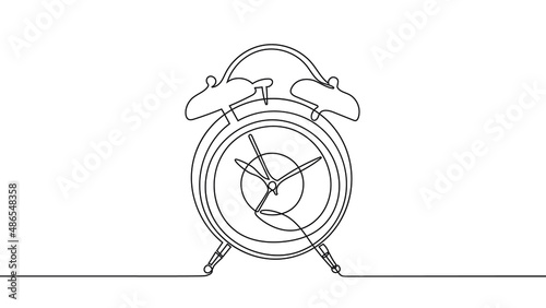 Continue with the line art illustration of the alarm clock time  wake up   start  urgency  and deadline concepts.